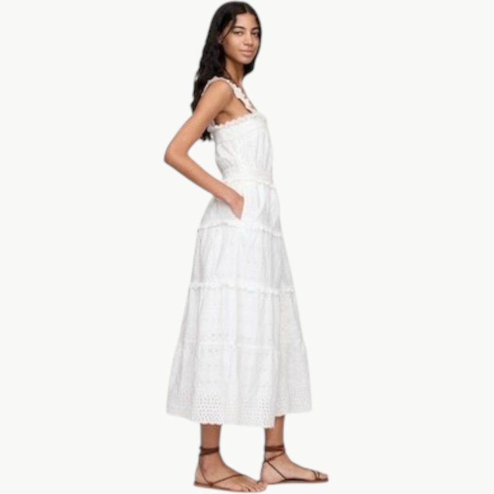 Gap × DÔEN Eyelet Midi Dress Size Small White Cottagecore Prairie Romantic NWT - Picture 5 of 15